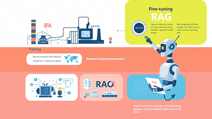 Infographie présentant les différences entre la formation, le fine-tuning et la méthode RAG pour optimiser l’utilisation des modèles GPT en entreprise.