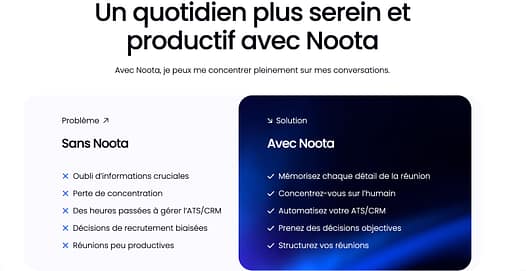 les fonctionalites de noota