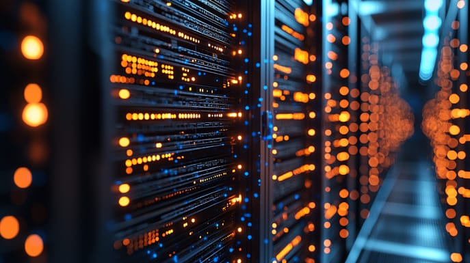 Serveurs informatiques sécurisés utilisés pour le stockage des données dans le cadre de l'intégration de l'intelligence artificielle dans une entreprise.